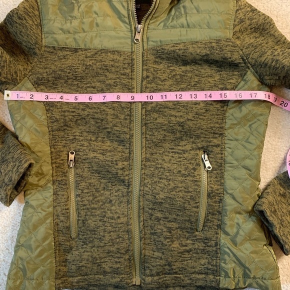 Marqt ZIP up Hooded Sweater Quilted Jacket Lined Women Medium Heathered Olive - Picture 8 of 9